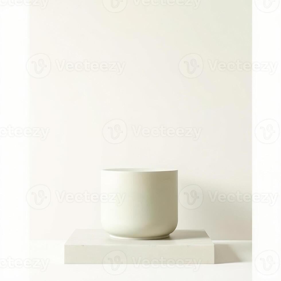 cylindrical container on square block photo
