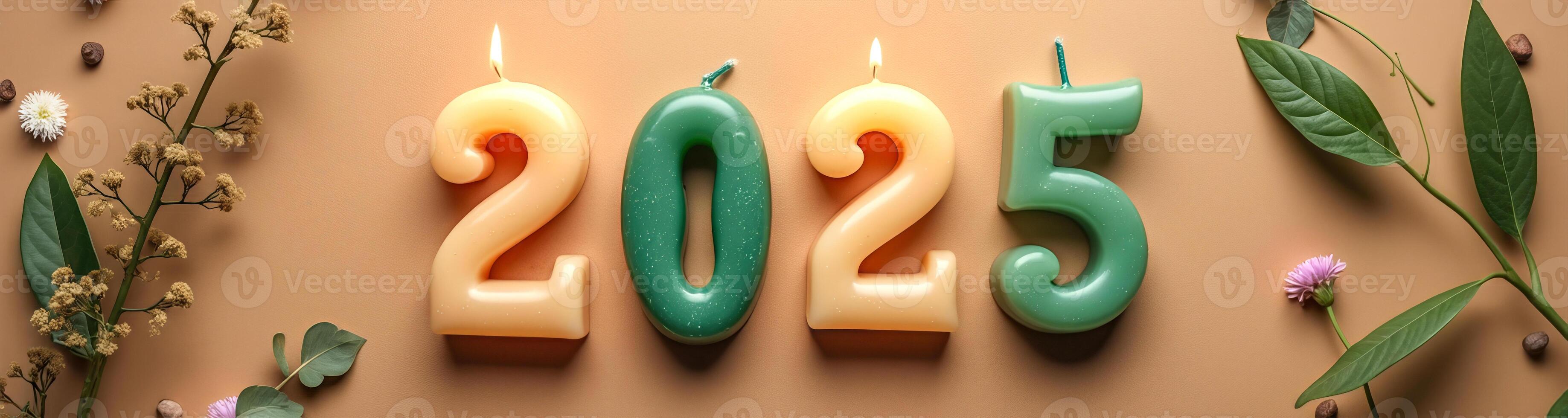 illuminated number candles the year 2025 photo