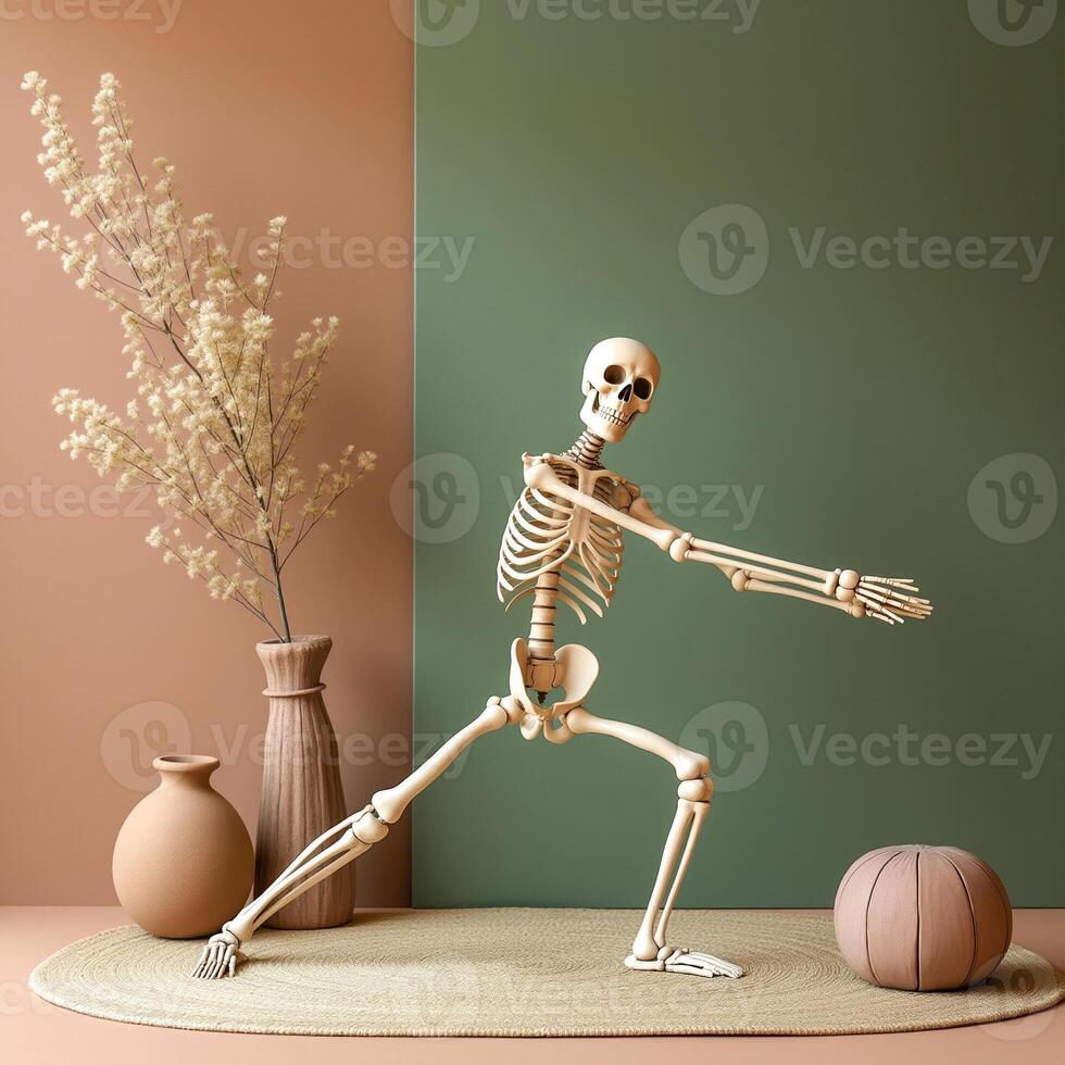 skeletal figure a yoga pose photo