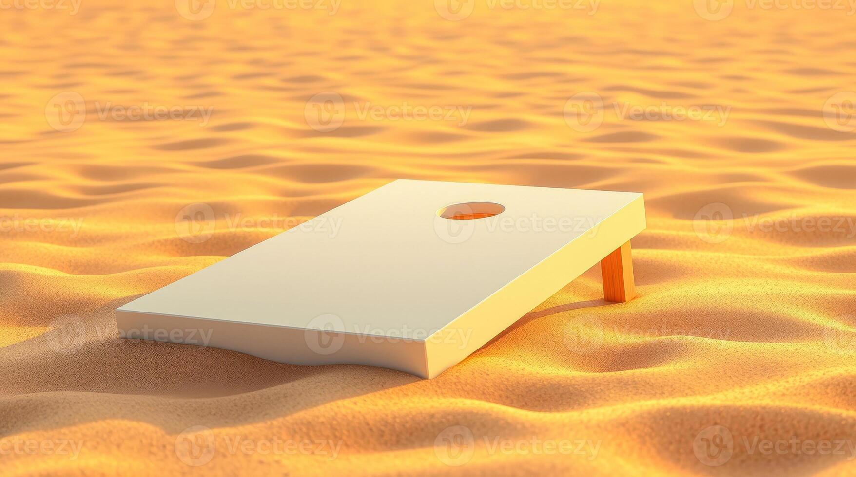 white game board rests on golden sand photo
