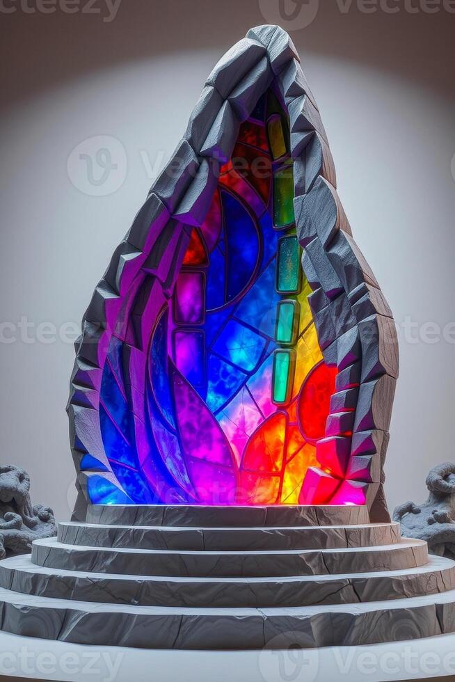 luminous stained-glass portal stone photo