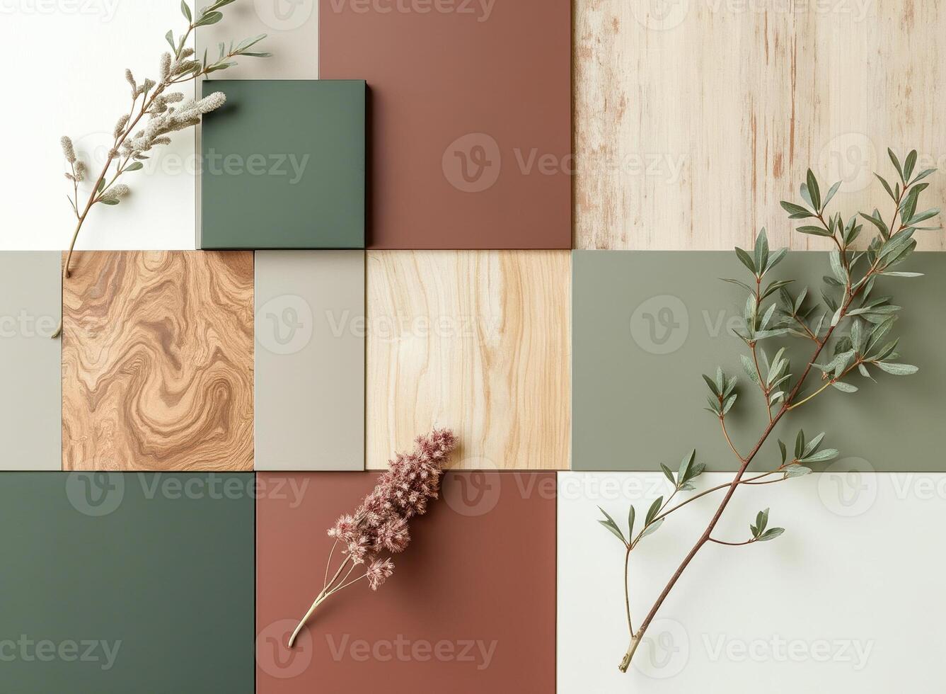natural elements colored squares composition photo