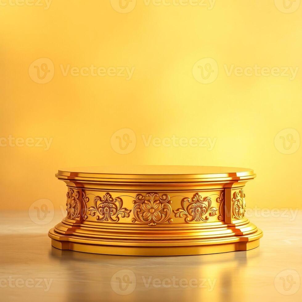ornate golden circular pedestal photo