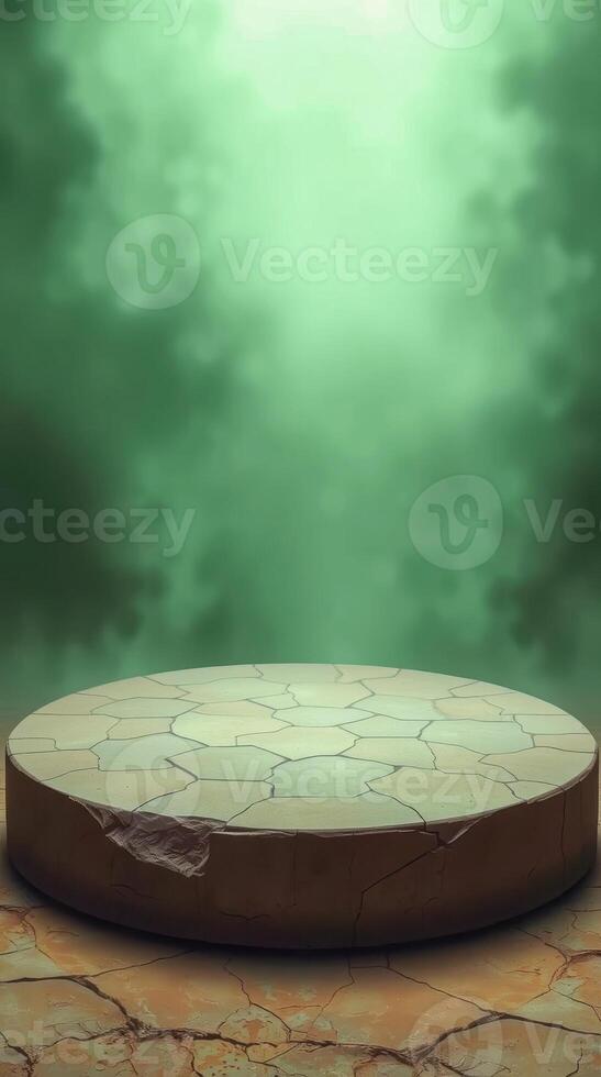 cracked beige stone platform photo