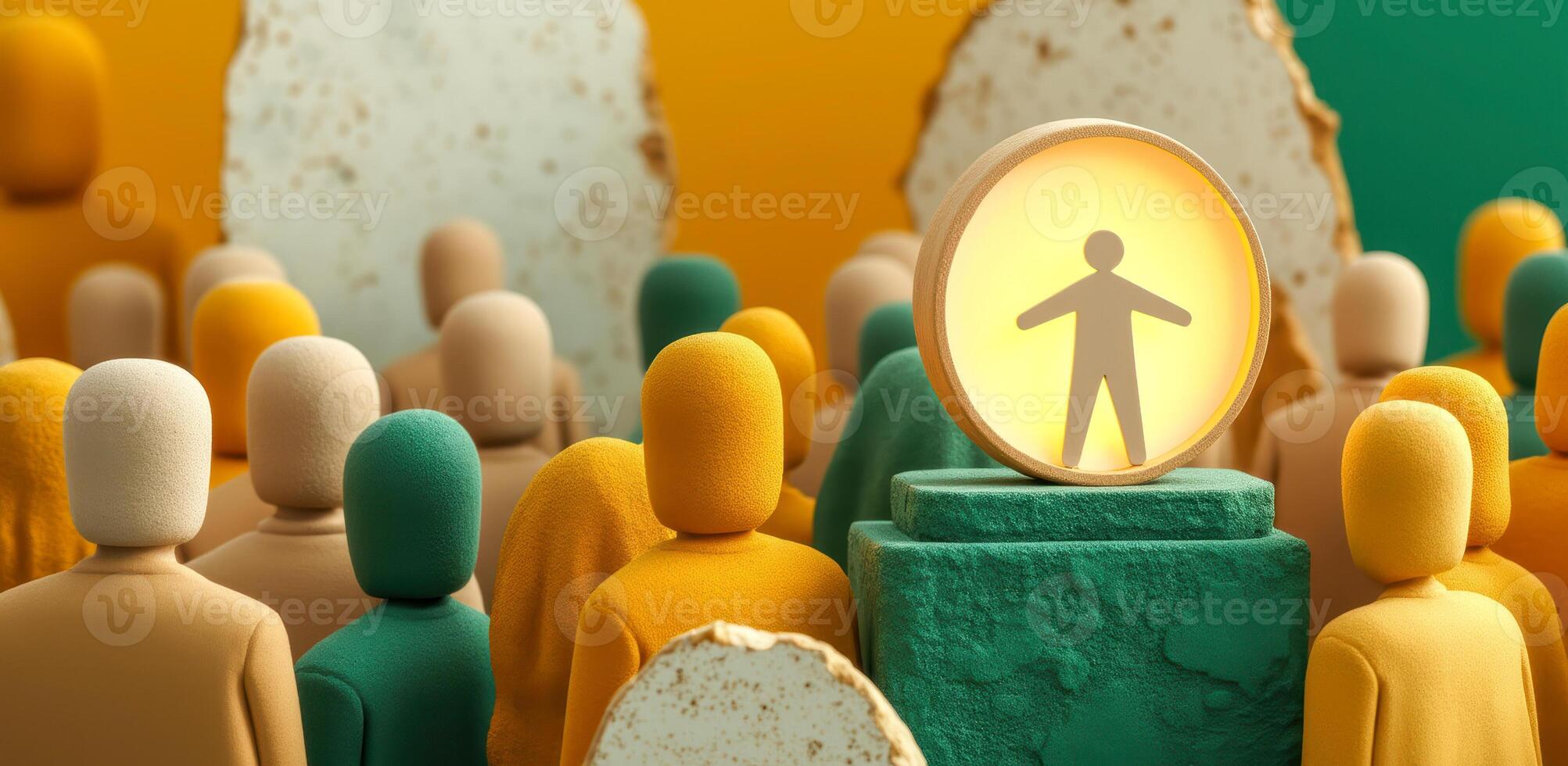 glowing figure a crowd textured figures photo