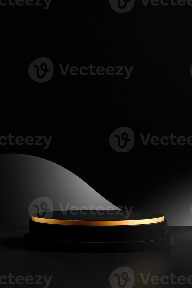 black circular platform with gold highlight photo