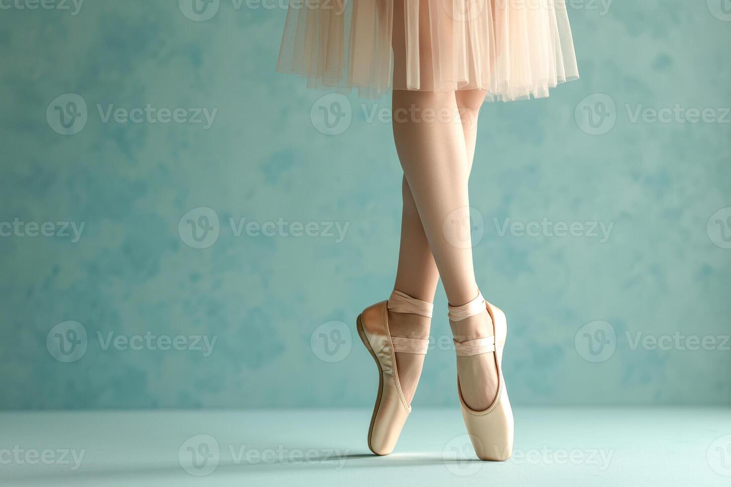 ballerina's pointed feet delicate pointe shoes photo