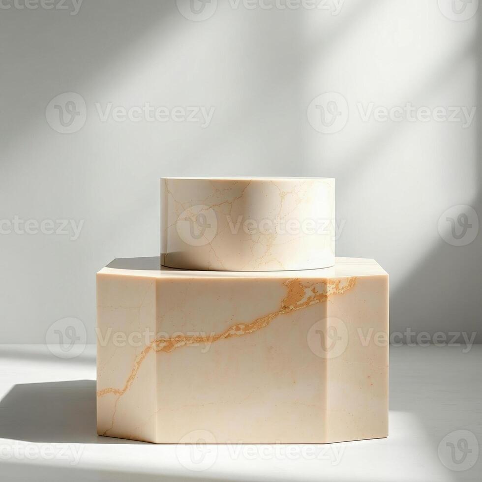 pale stone blocks create a minimalist display photo