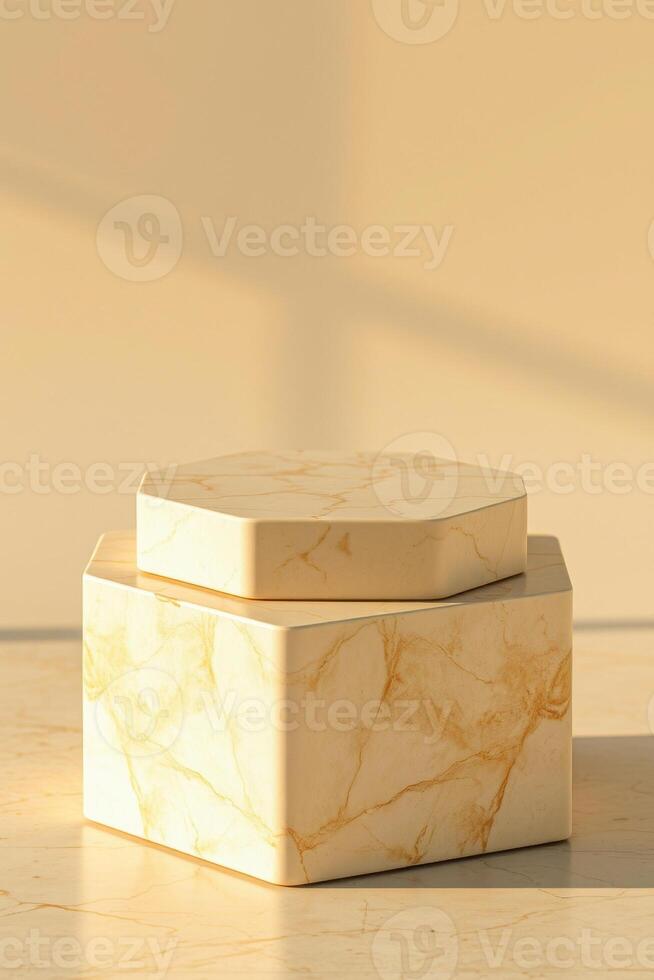 two-tiered hexagonal display stand photo
