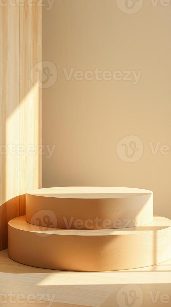 two-tiered beige cylindrical platforms illuminated by sunlight photo