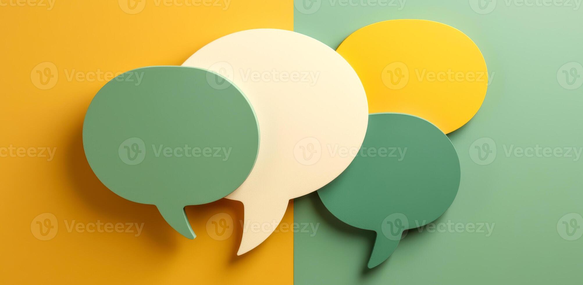colorful speech bubbles on two-toned background photo