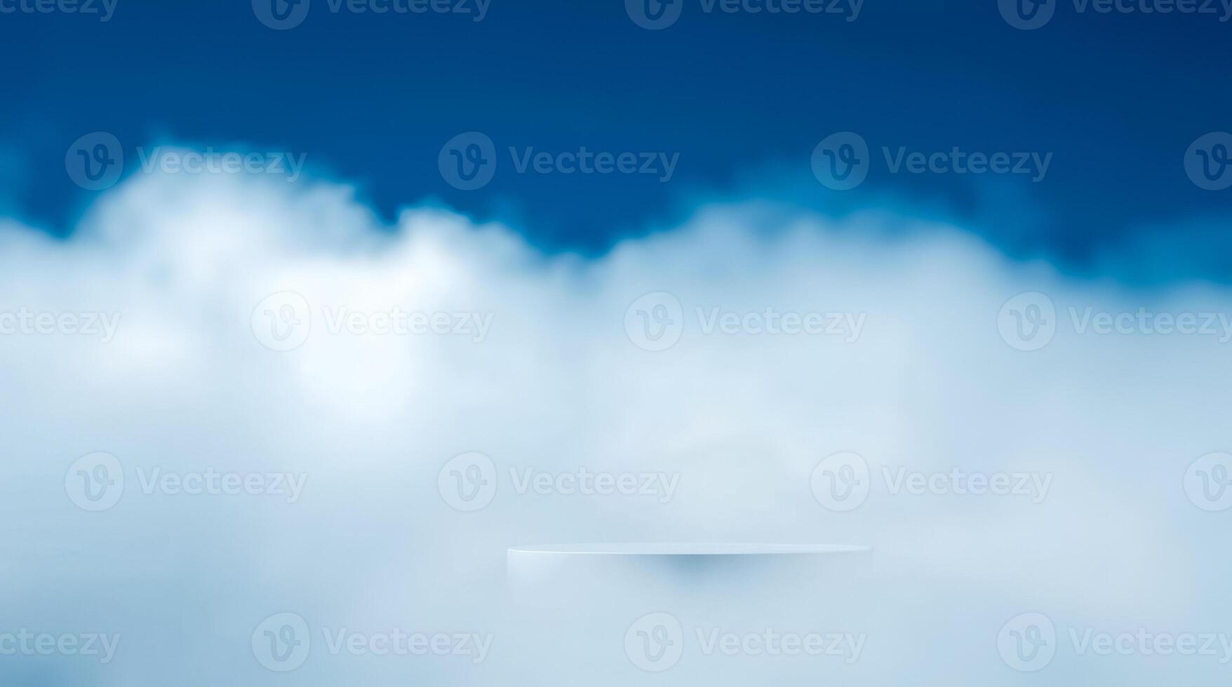 elevated white cylinder blue fog photo