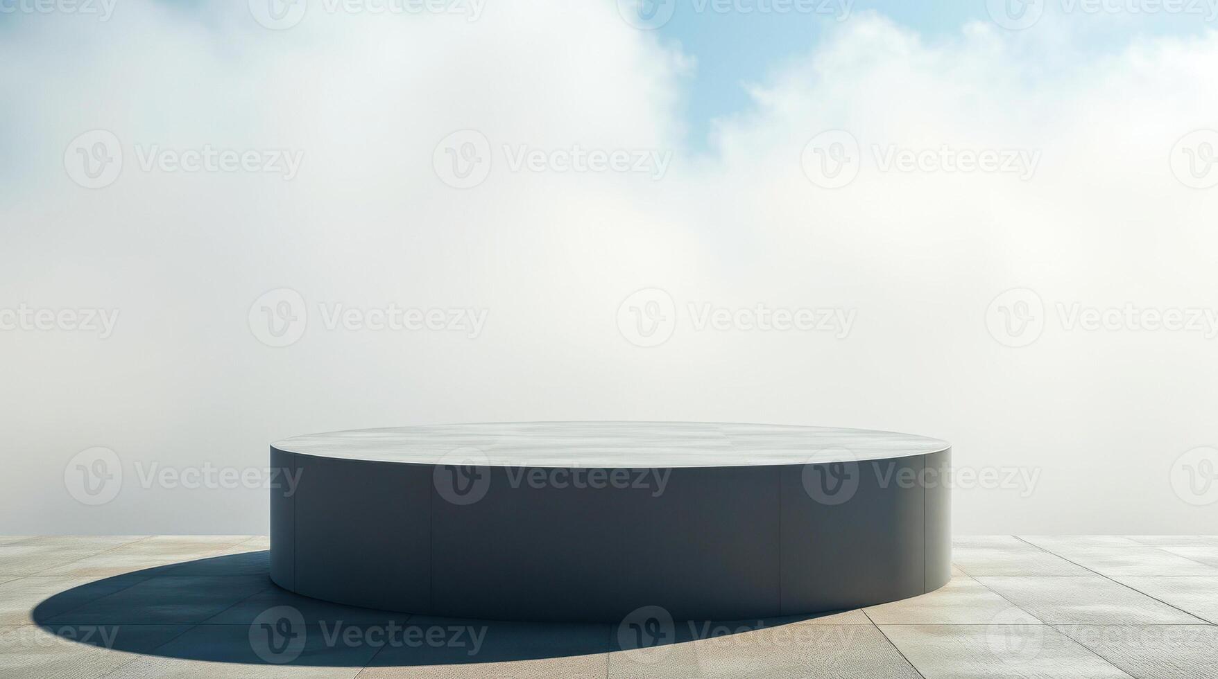 gray circular platform a hazy setting photo