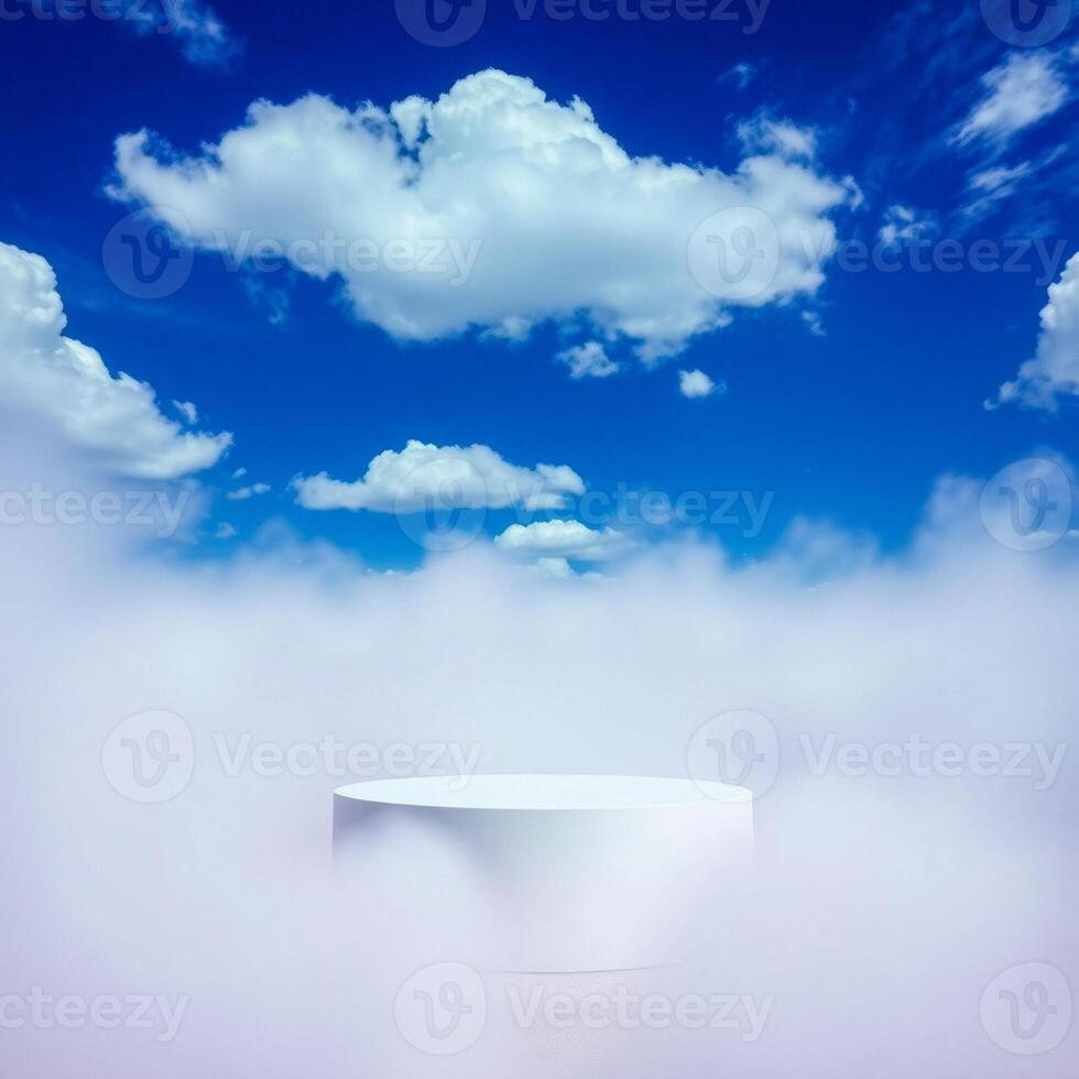 white cylinder platform foggy landscape photo