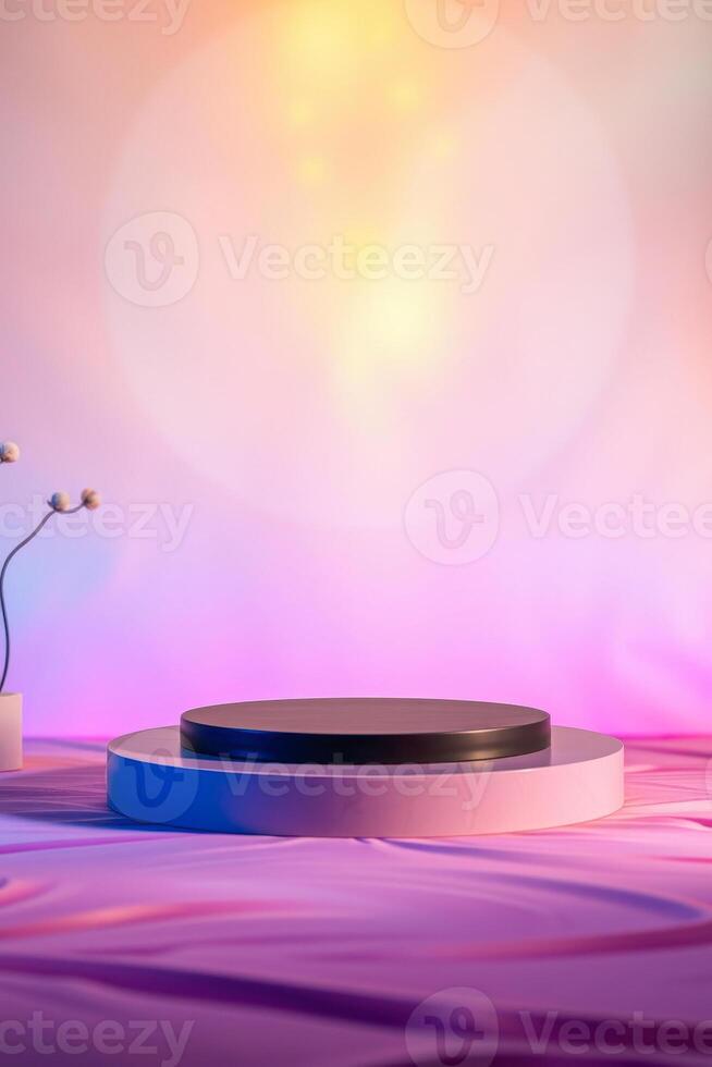 two-tiered circular platform on purple surface photo