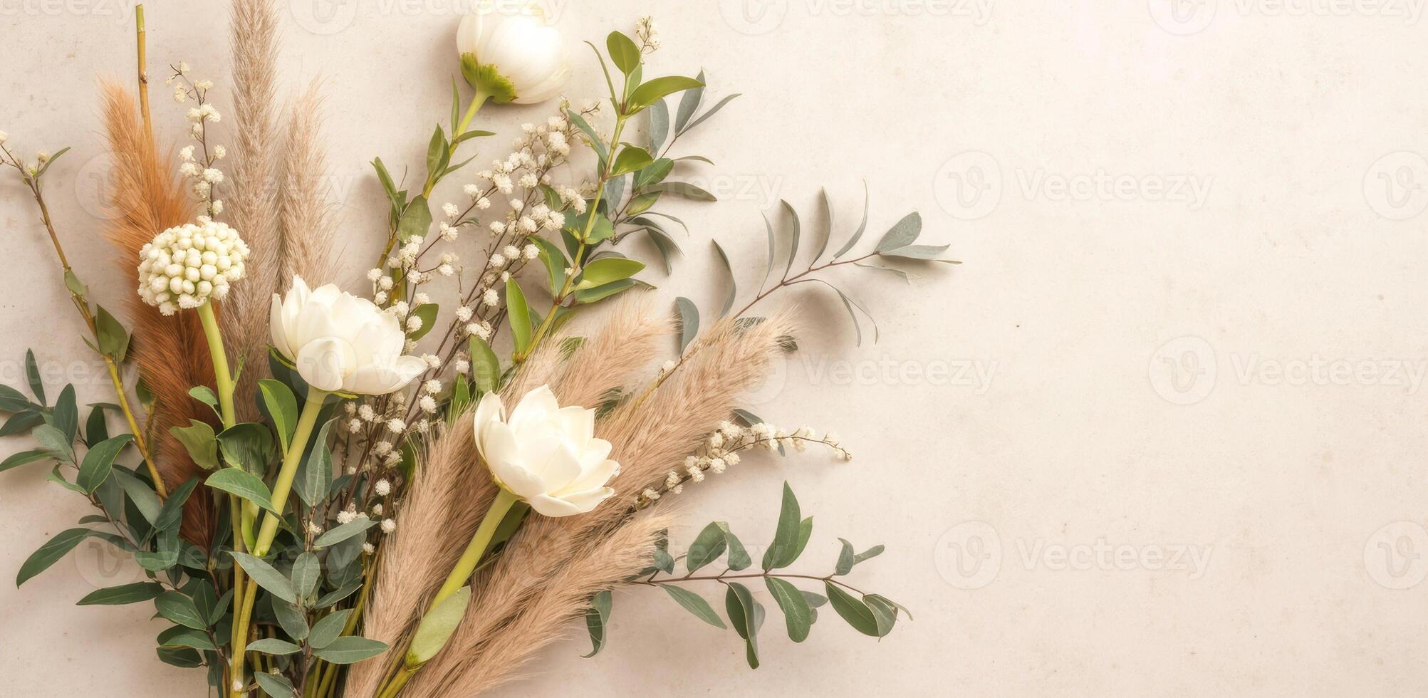elegant ivory flower tan grass arrangement photo