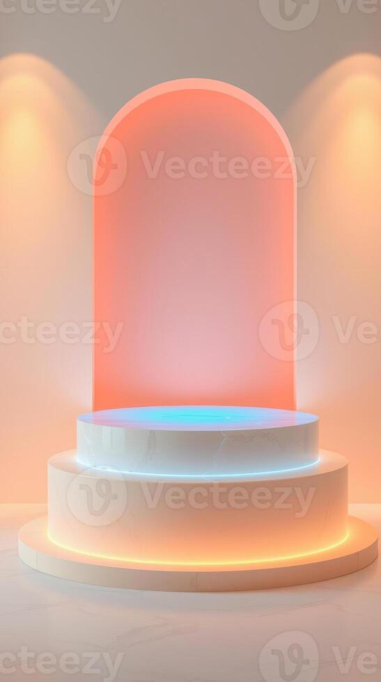illuminated circular platform with marble top photo