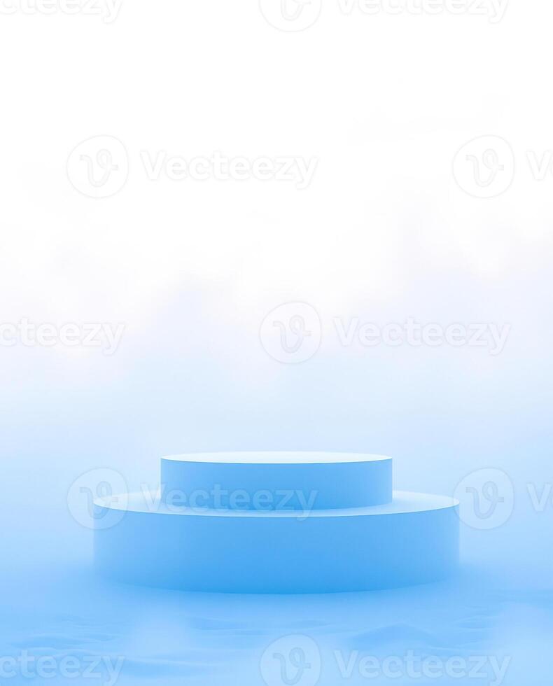 two-tiered cylindrical display stand on a hazy background photo