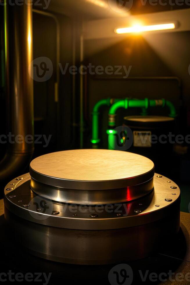 circular metallic platform an industrial setting photo