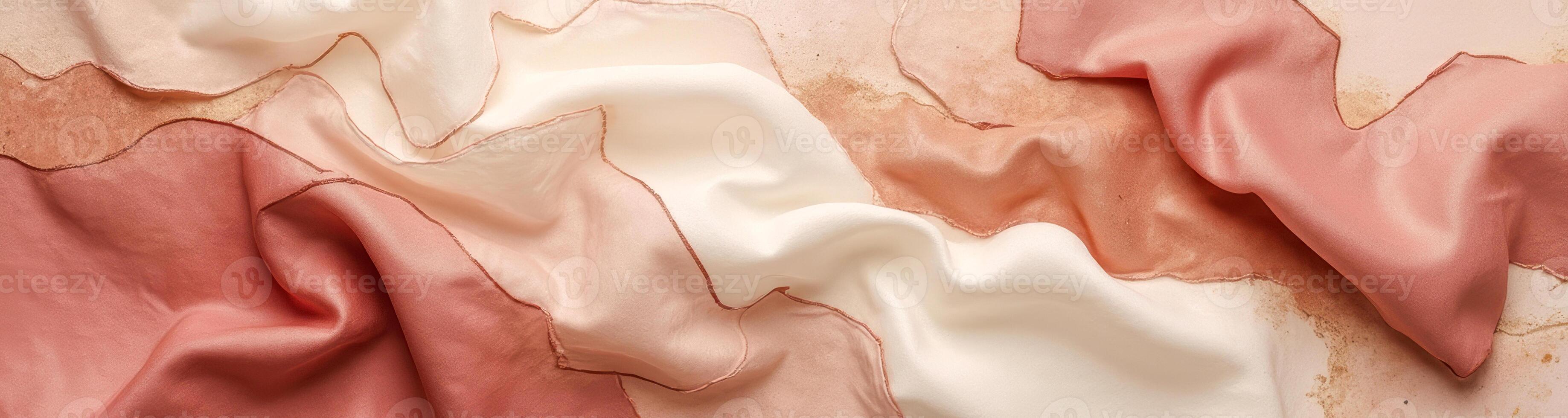 draped blush rose cream silk fabric with subtle color gradation photo