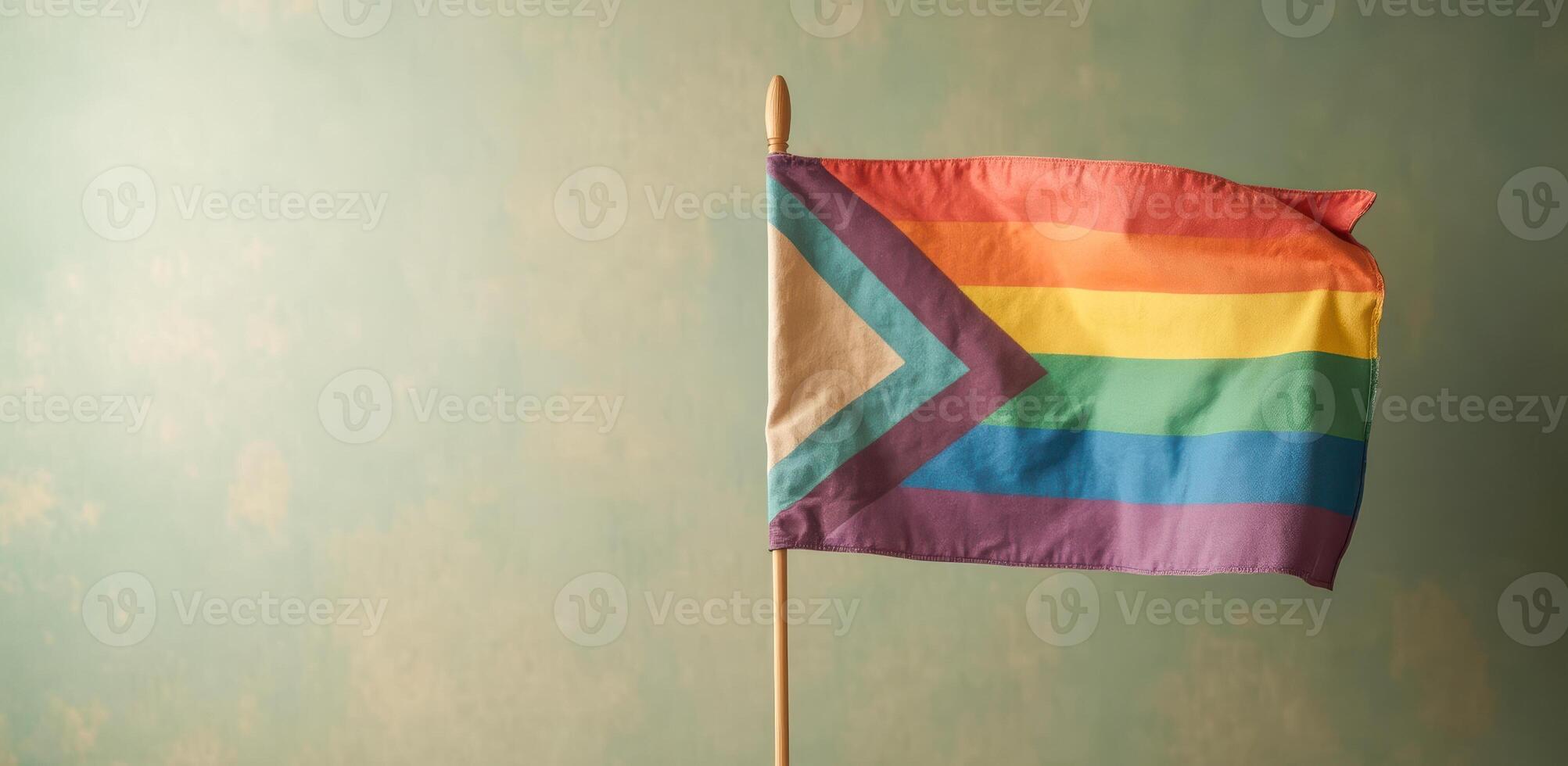 multicolored flag with triangular design photo