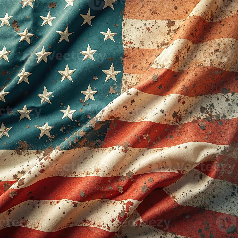 weathered aged flag with faded colors texture photo