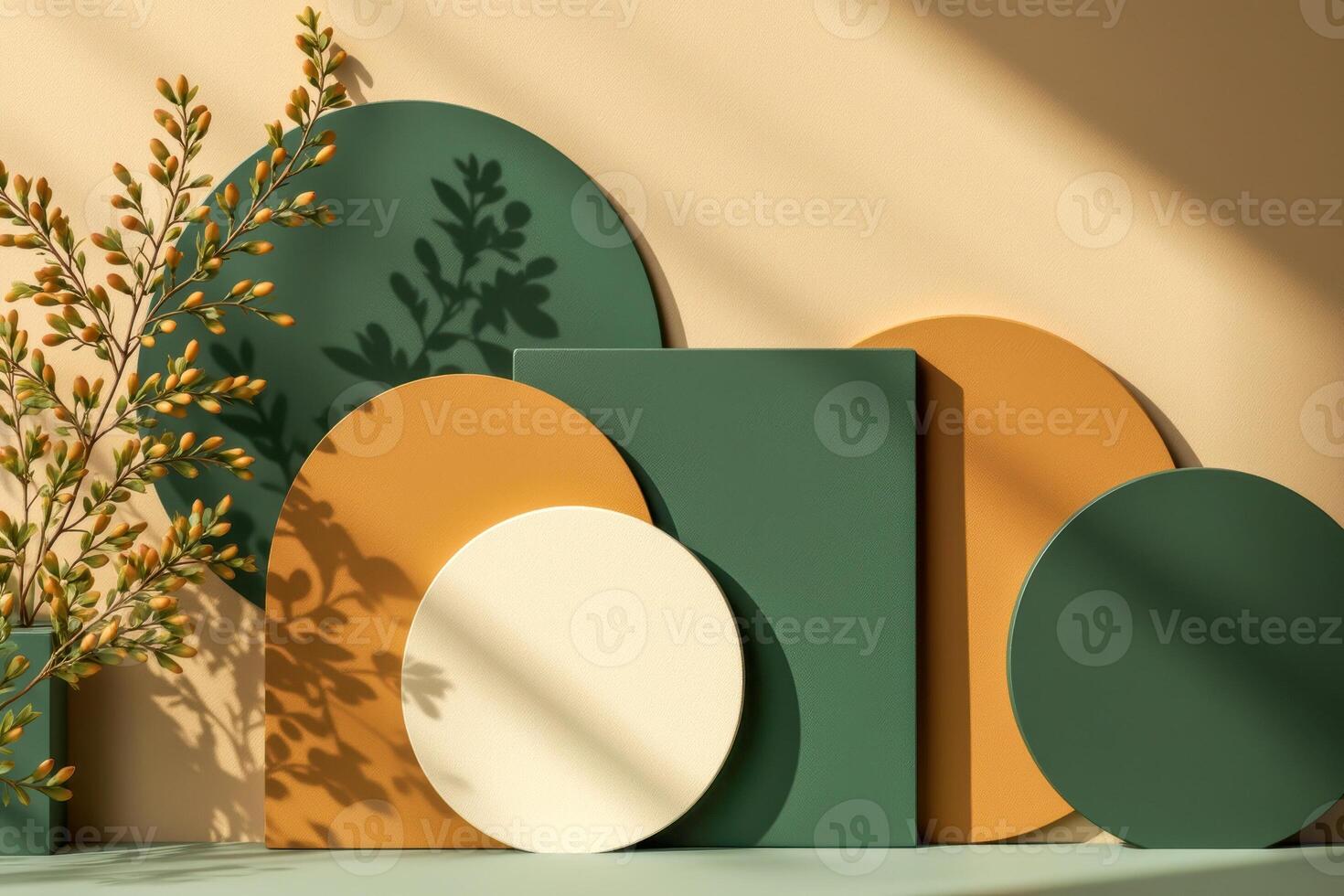 geometric shapes botanical shadows earthy tones photo