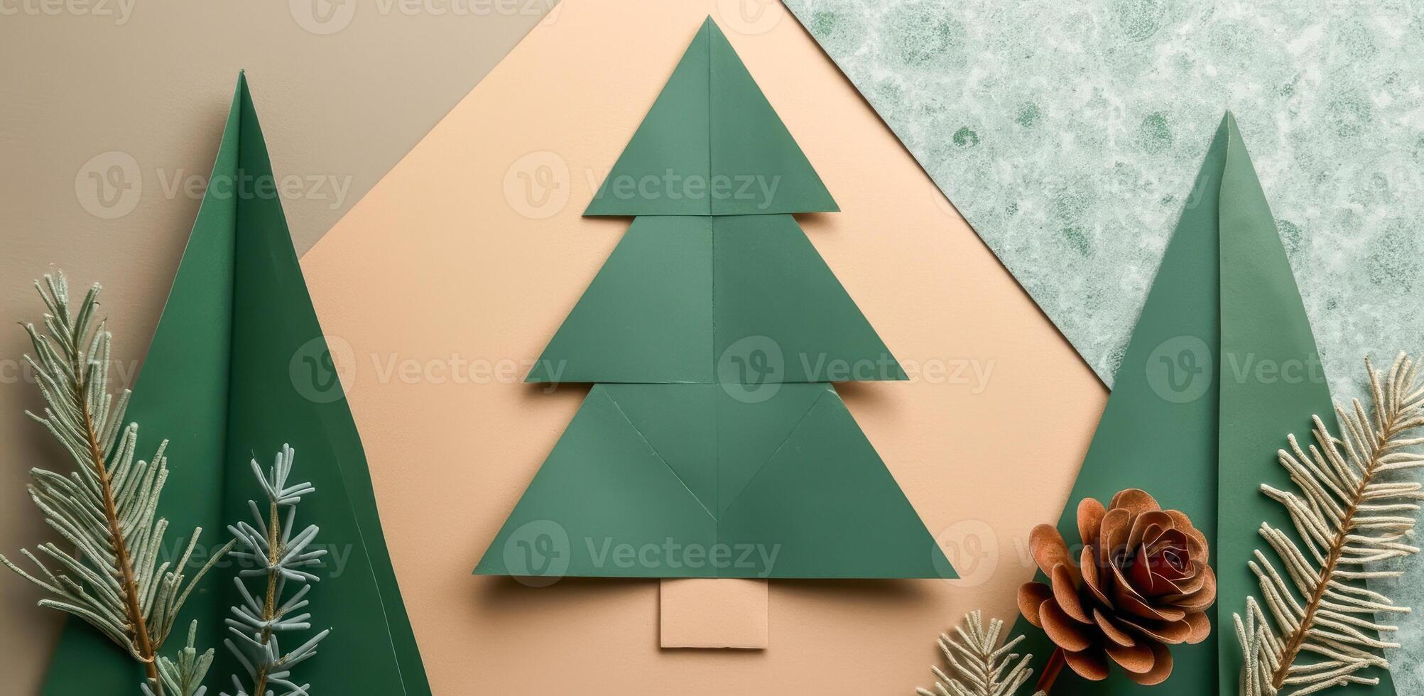 stylized paper tree with earthy tones photo