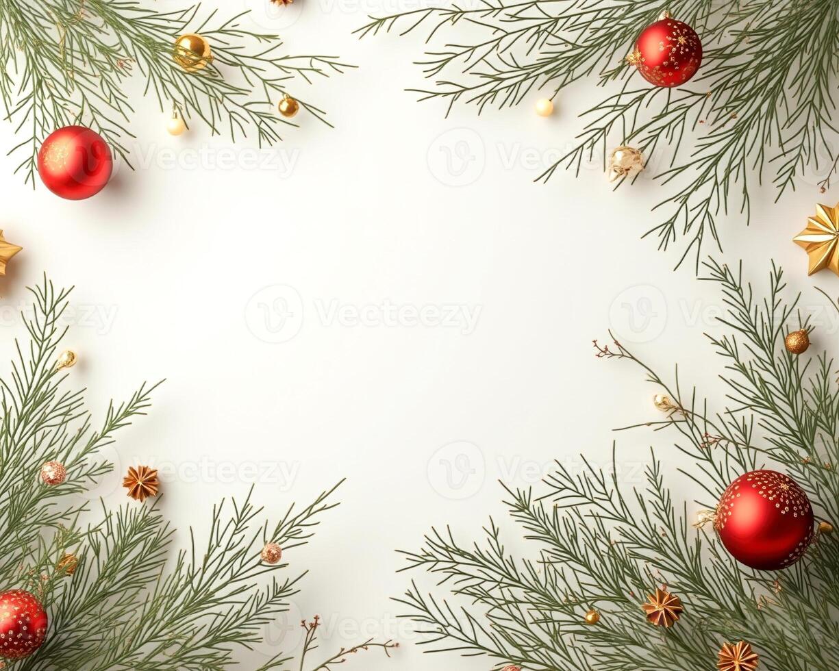 festive frame pine branches ornaments photo