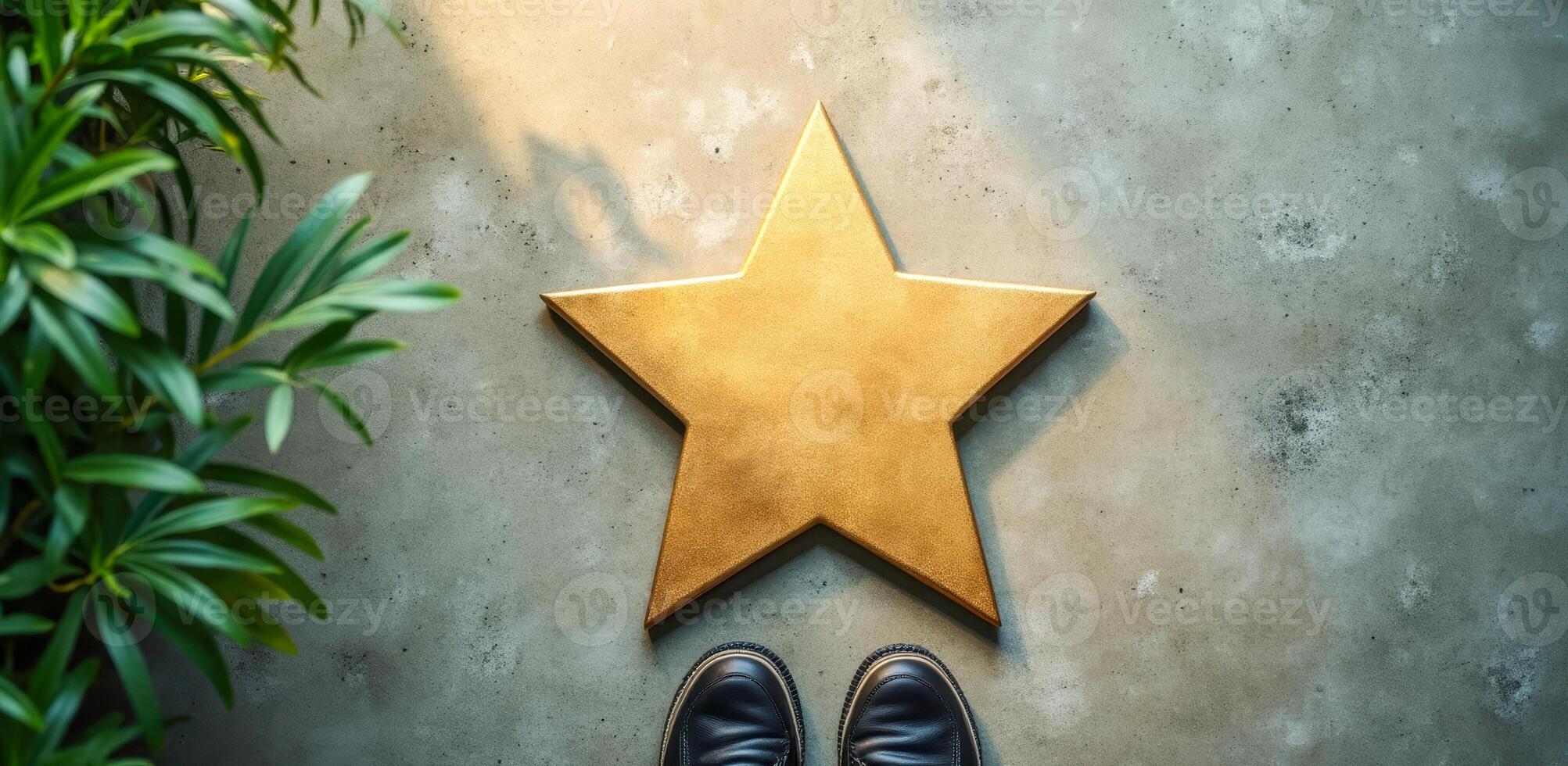 golden star on a gray floor photo
