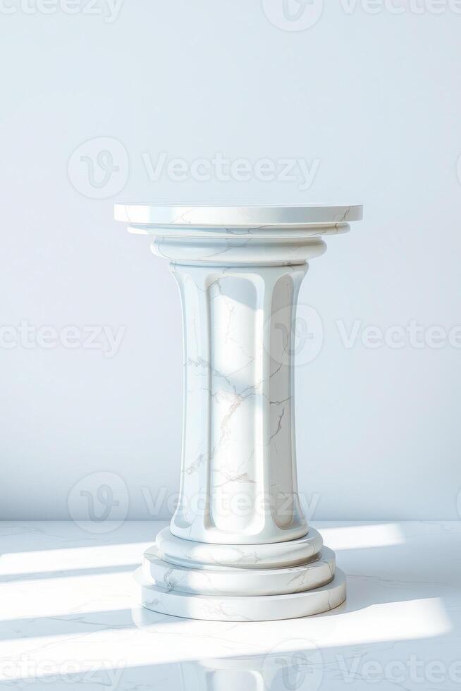 white marble pedestal with a circular top photo