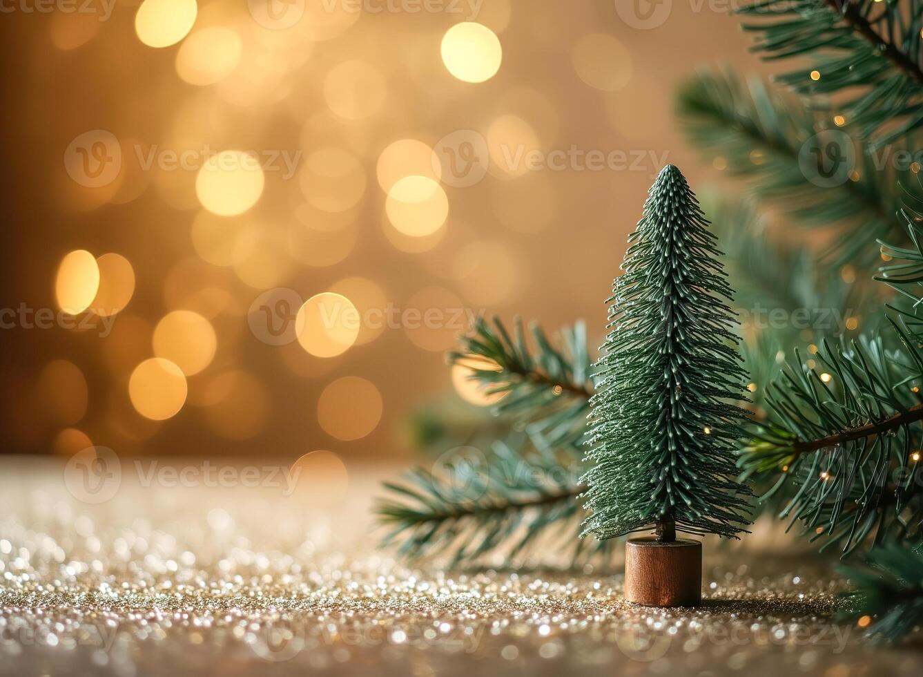miniature green tree with golden lights photo
