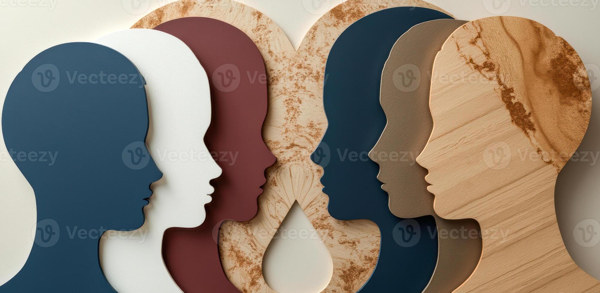 stylized head silhouettes representing diversity photo