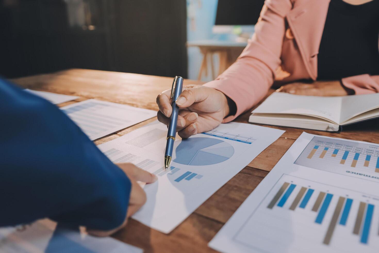 Business meetings to analyze investment strategies and brainstorm sales plans for a more profitable business. photo