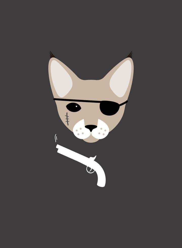 Portrait of cat, wearing glasses, like a gang boss, cool style, cosplay vector
