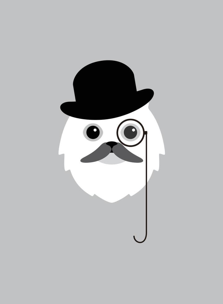 Portrait of dog, wearing hat, like a gentleman, cool style, cosplay vector