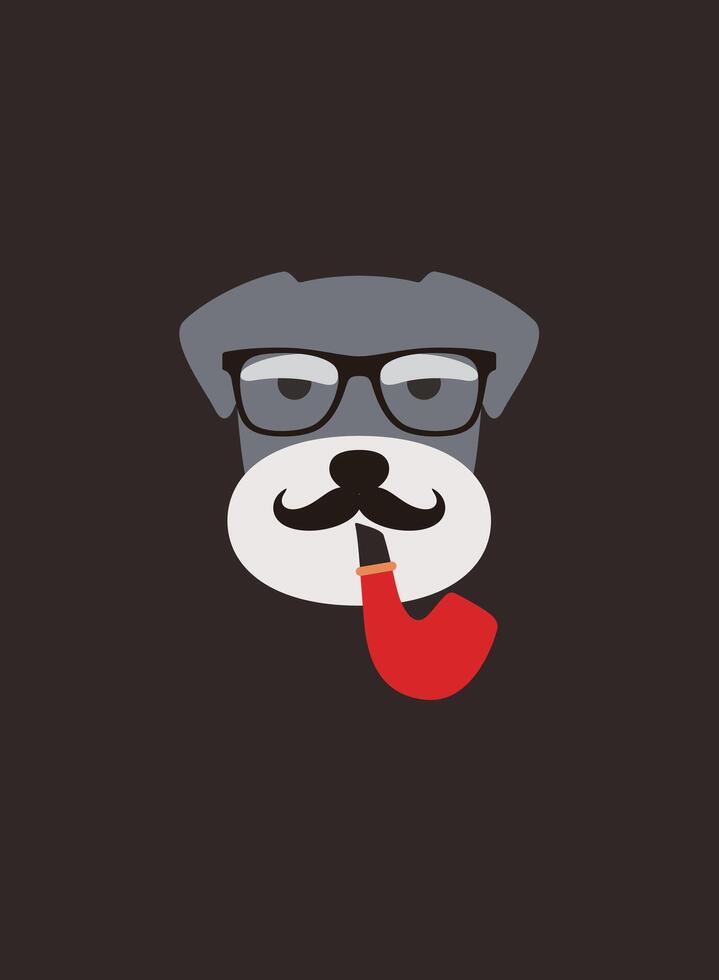 Portrait of dog, wearing glasses, Holding a pipe, like a gentleman, cool style, cosplay vector