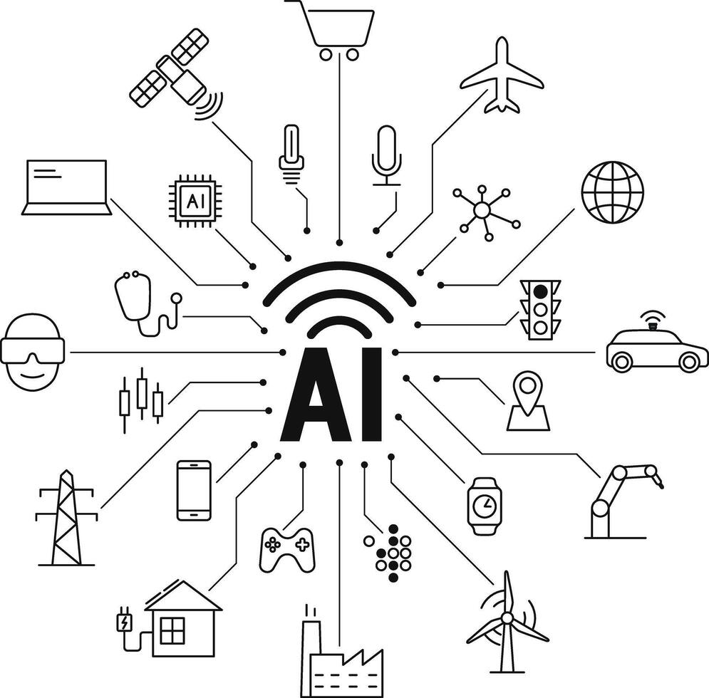 Artificial intelligence connects the future, illustration vector