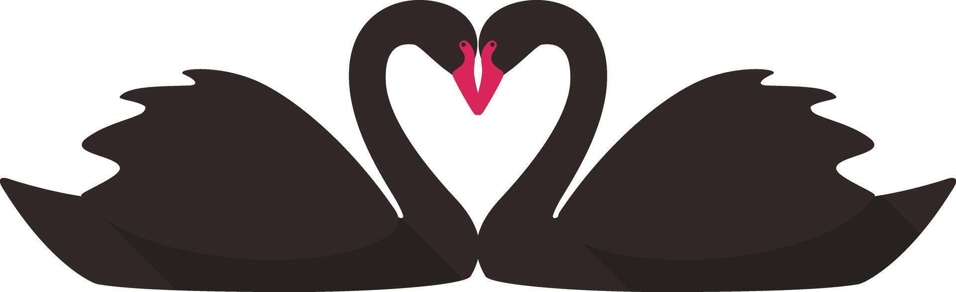 two black swans face to face swimming, illustration vector