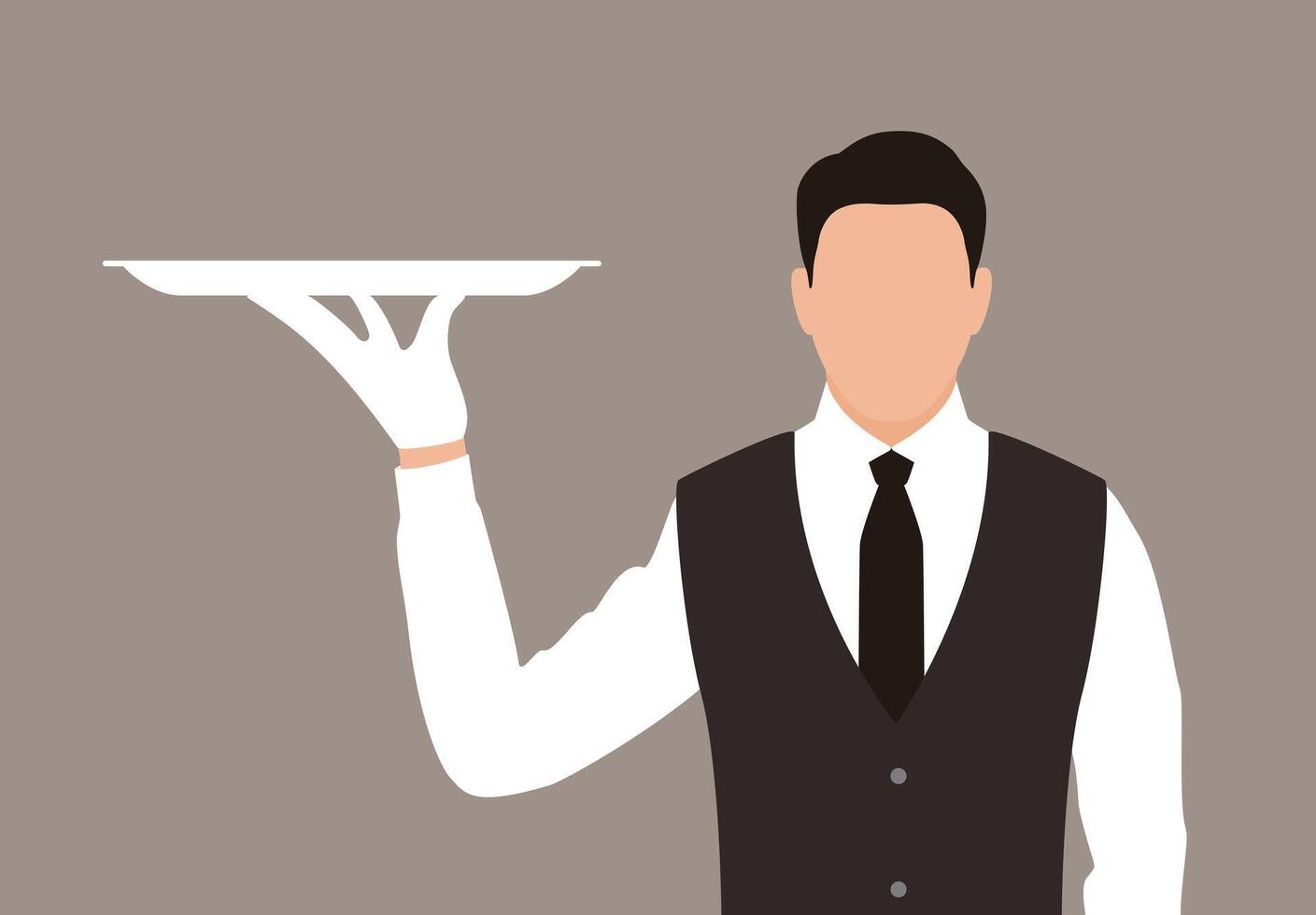 Waiter holding a empty tray, concept vector