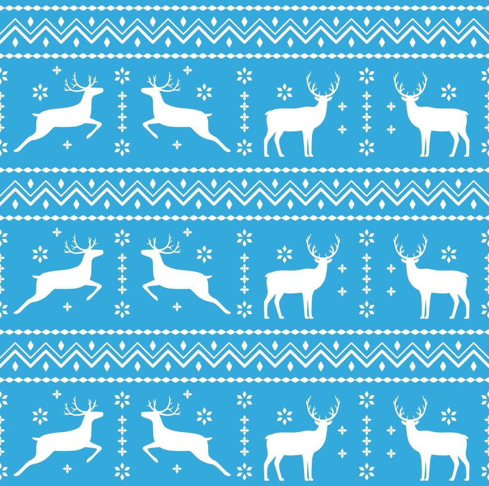 Cute deer on the knitting pattern, nordic seamless Christmas pattern, illustration vector