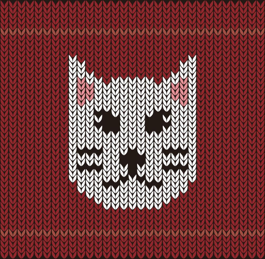 Cute cat on the knitting pattern, Happy new year, illustration vector