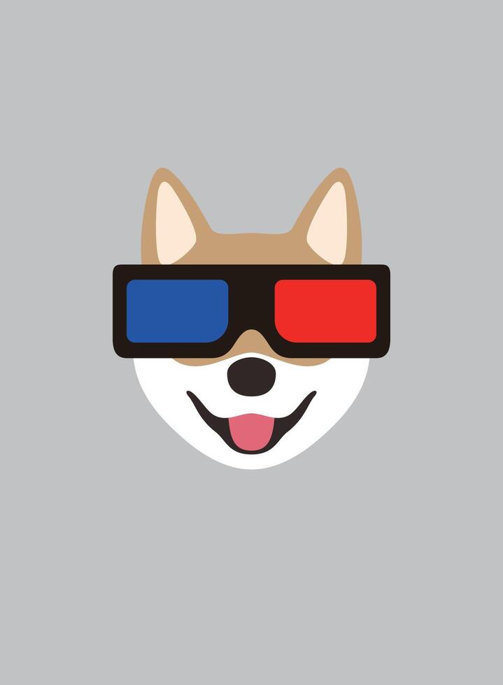 Portrait of dog, wearing VR glasses, cool style, playing game vector