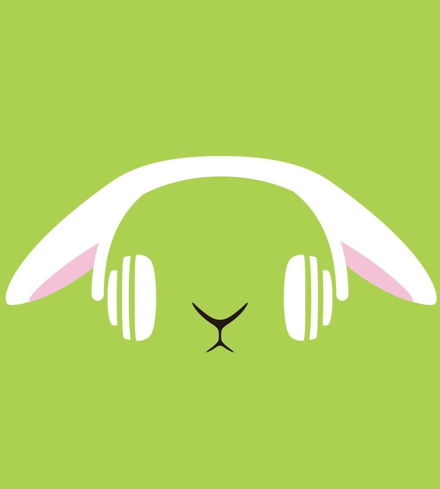 Cartoon Rabbit wearing a headset, enjoy the music vector