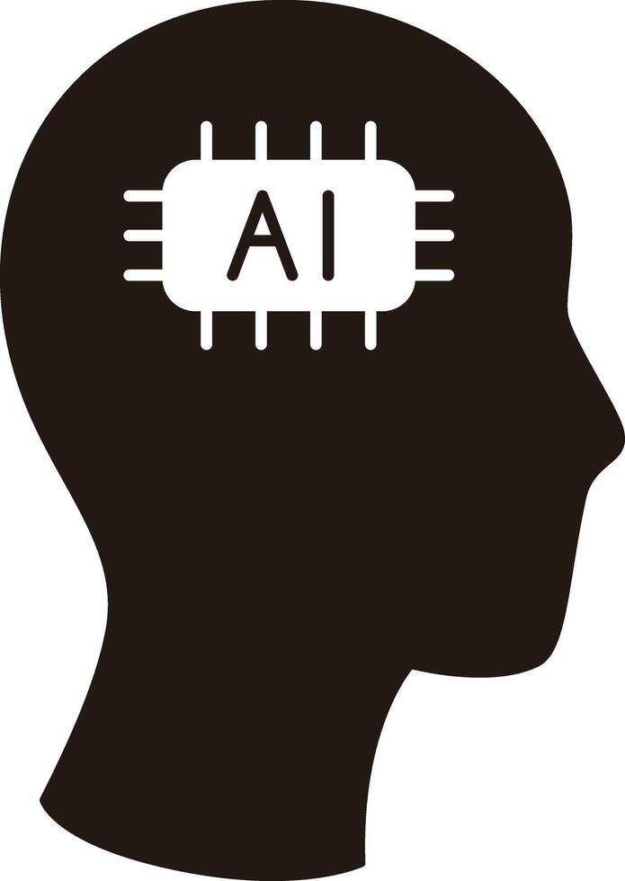Microchip in the Cyborg head, Artificial intelligence concept. illustration vector