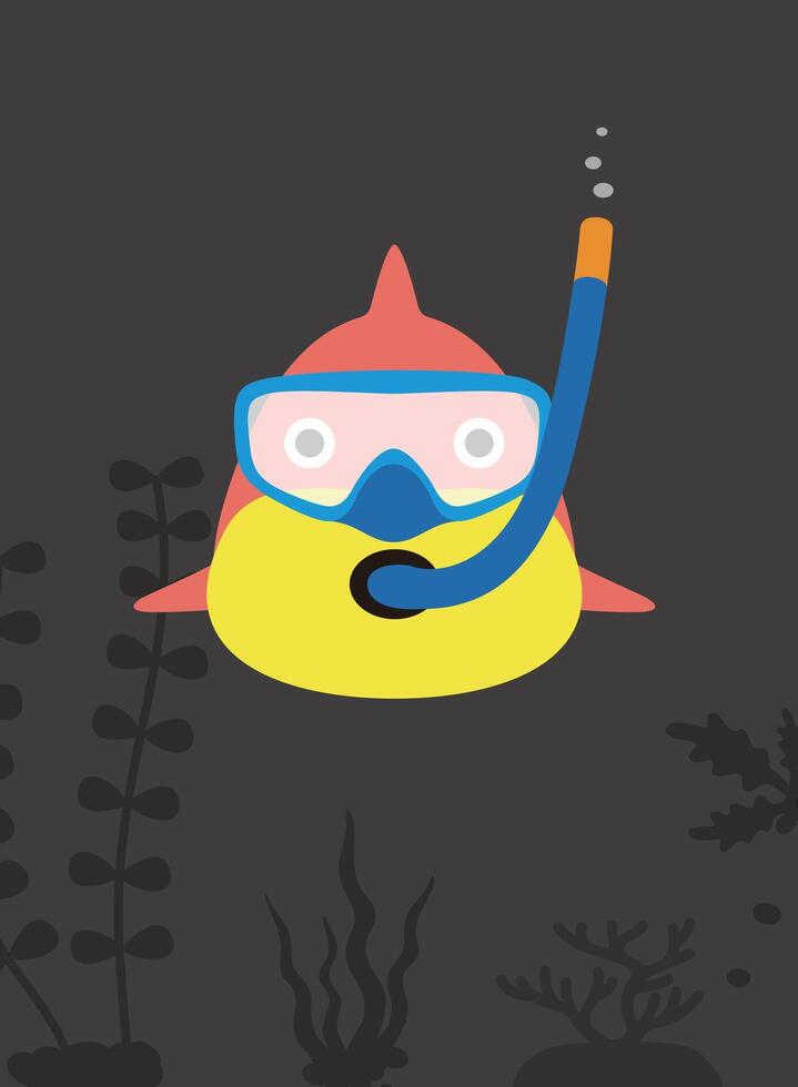 Portrait of fish, wearing snorkeling, cool style vector