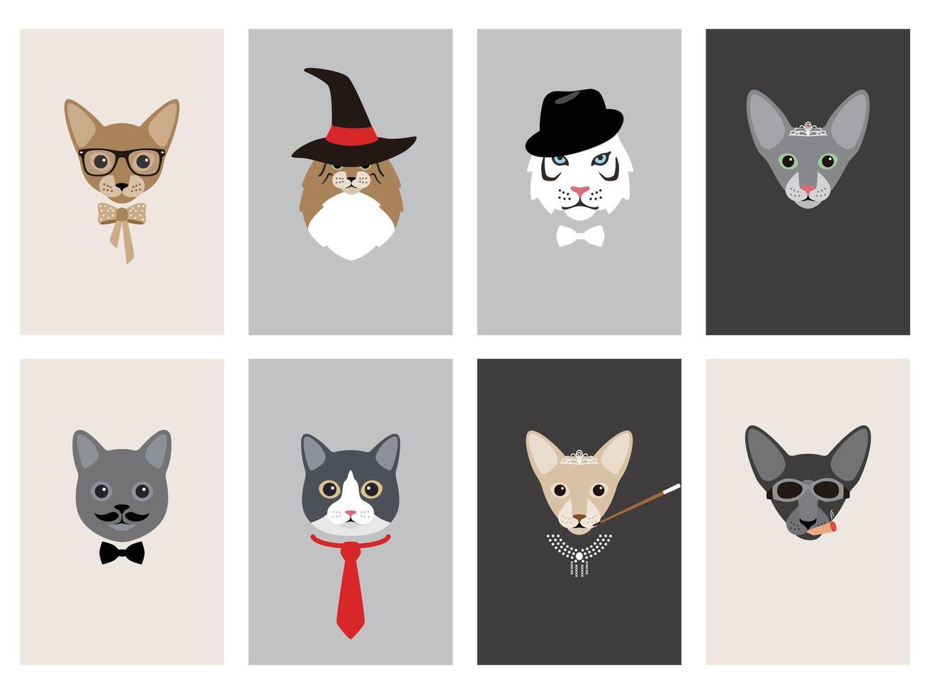 hipster, portrait of cat, gentlemen cat, illustration vector