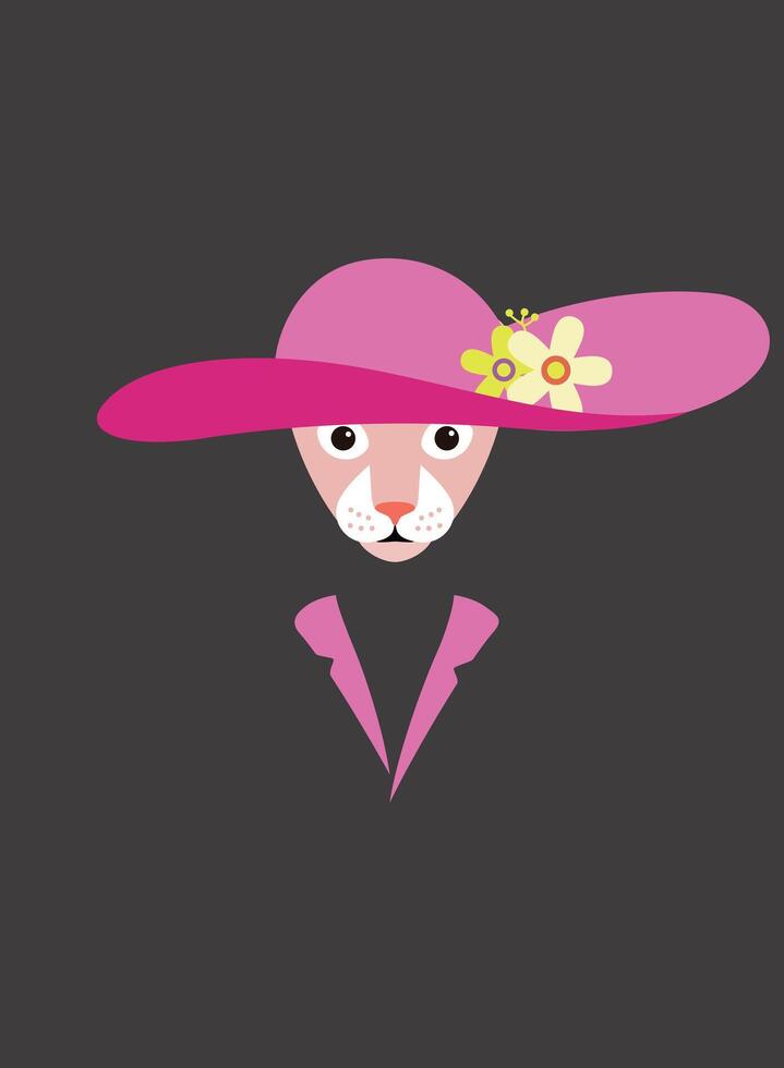 Portrait of cat, wearing sombrero hat, cool style vector