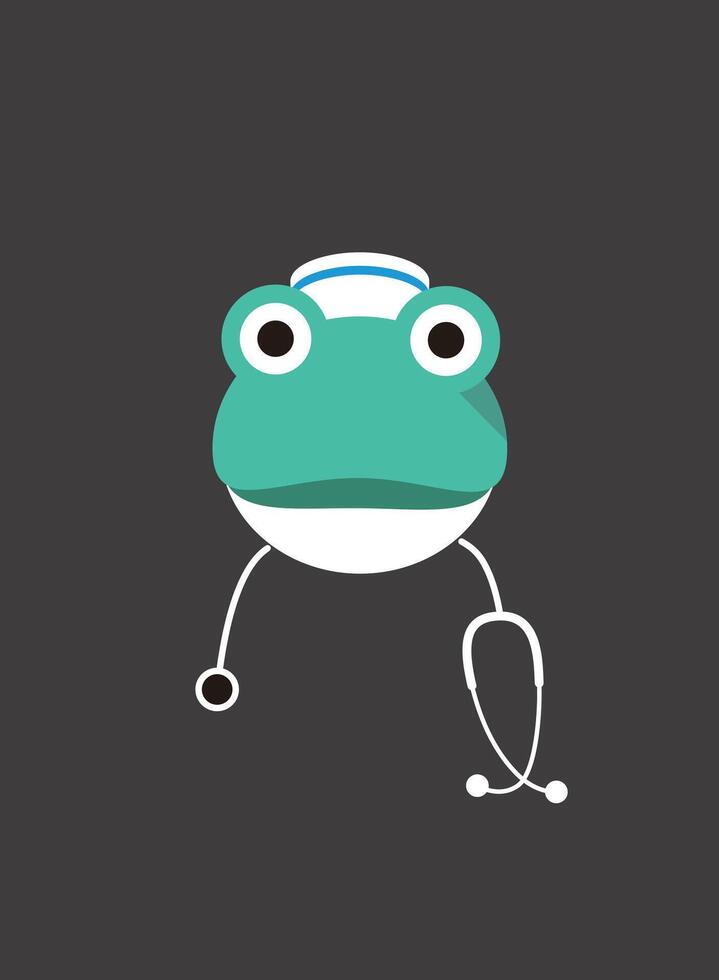 Portrait of frog, wearing hat, like a doctor or nurse, cool style vector