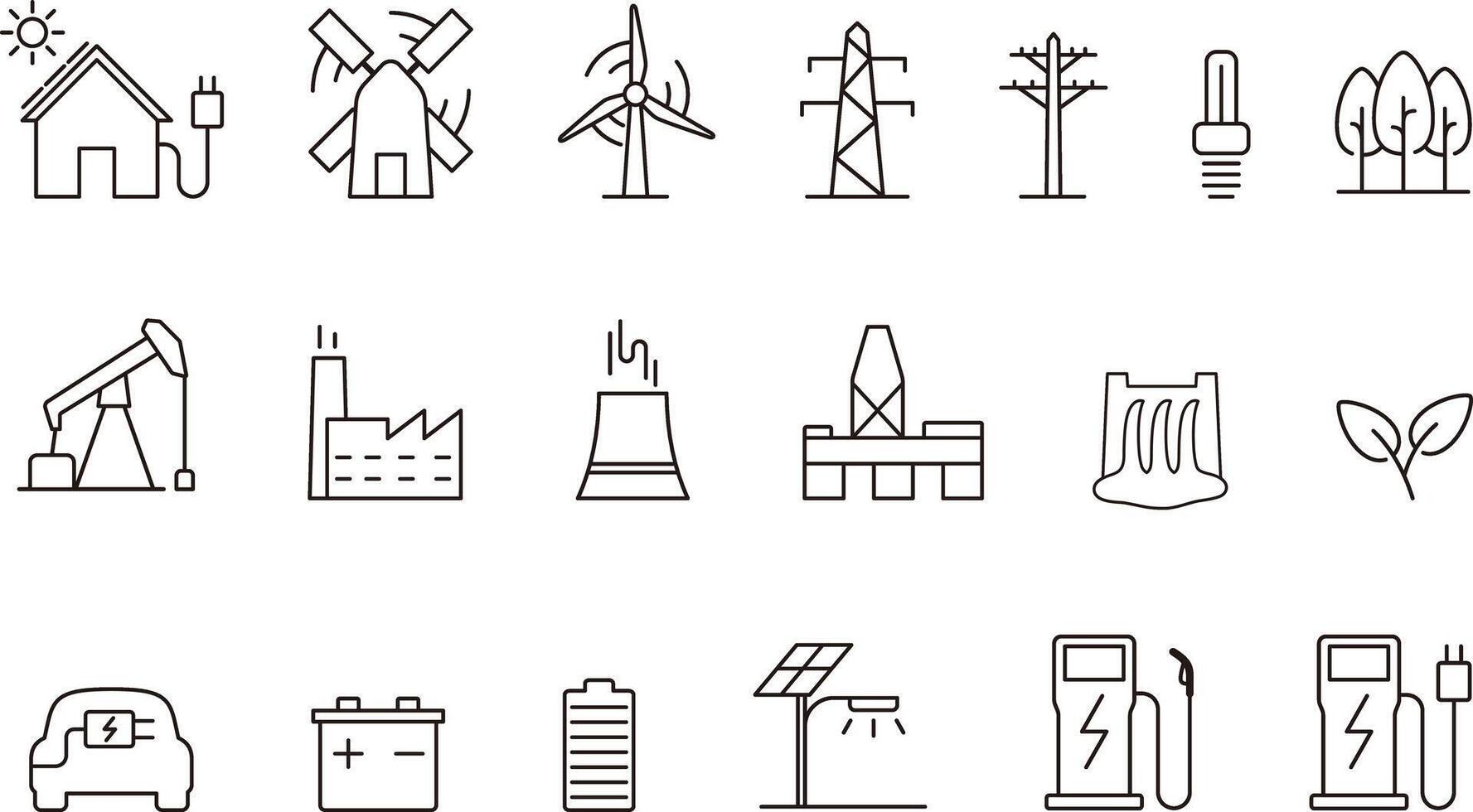 Power and energy icons set vector